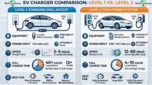 Read more about the article Level 1 vs Level 2 EV Chargers: Which Is Better for Home Charging?