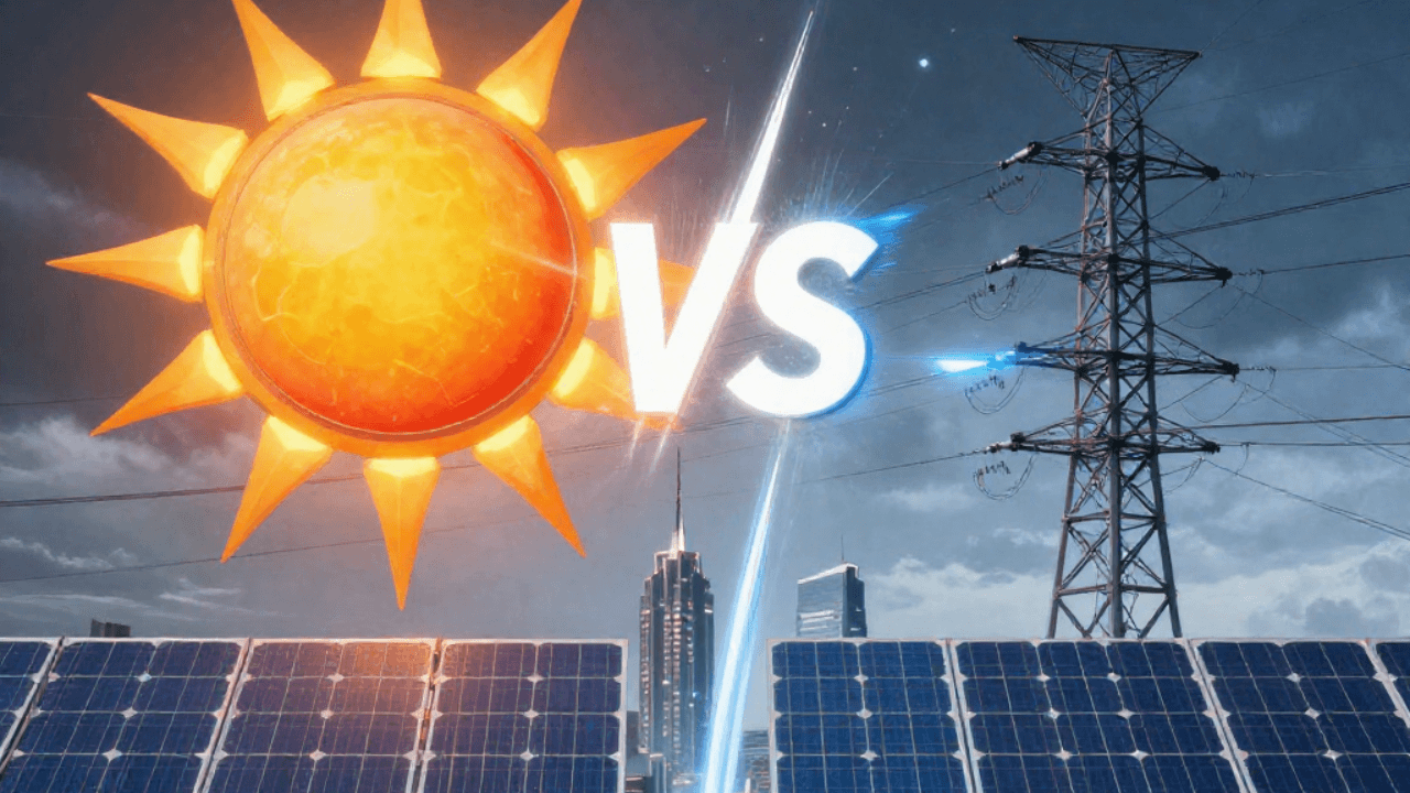 Read more about the article Solar vs Grid Electricity Comparison in 2026